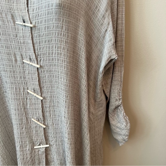 Habitat Clothes to Live In Crinkle Fabric Button Up Tunic Lagenlook Gray Sz S - Picture 3 of 9